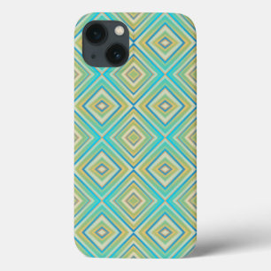 Turquoise Blues Alternative Diamond Pattern iPhone 13 Hoesje