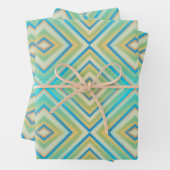 Turquoise Blues Alternative Diamond Pattern Inpakpapier Vel (In situ)
