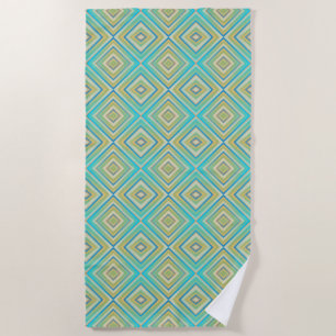 Turquoise Blues Alternative Diamond Pattern Strandlaken