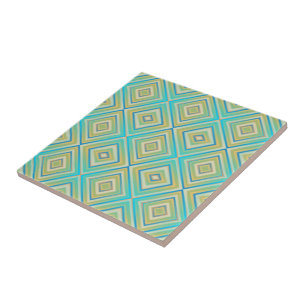 Turquoise Blues Alternative Diamond Pattern Tegeltje