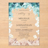 Turquoise & Blush Pink Floral Wedding Acryl Uitnodigingen (Voorkant)
