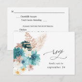 Turquoise & Blush Pink w Meal RSVP 2 (Voorkant / Achterkant)