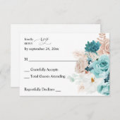 Turquoise & Blush Roze no Meal RSVP (Voorkant / Achterkant)
