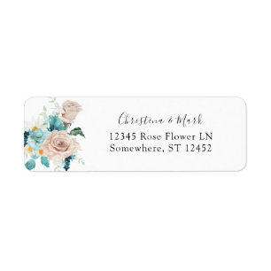 Turquoise & Blush Roze Retouradreslabel 2 Etiket