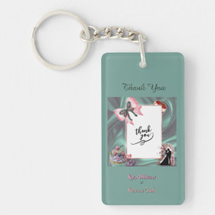 Turquoise & Blush Trouw Acrylen Sleutelhanger