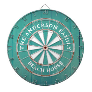 Turquoise Boards Beach House Familienaam Dartbord