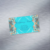 turquoise bohemian henna Pattern Yoga Instructor Visitekaartje Magneet (Voorbeeld)