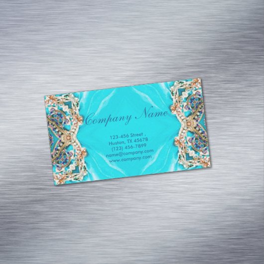 turquoise bohemian henna Pattern Yoga Instructor Visitekaartje Magneet (Voorbeeld)