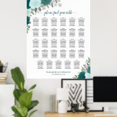Turquoise Boho Floral 29 Tableau Mariage Siège (Bureau à domicile)