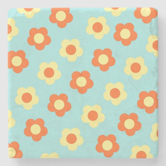 Turquoise Bold Y2K Wildflower Levendige Spring Dec Stenen Onderzetter (Voorkant)