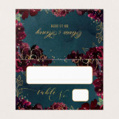 Turquoise Bordeaux Bijou Tone Mariage Carte Place (Extérieur déplié)