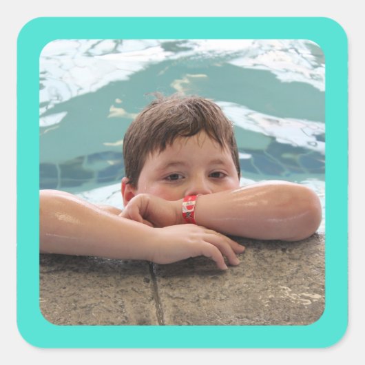 Turquoise Border Foto Sticker (Voorkant)