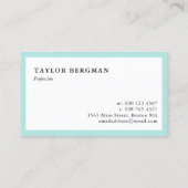 Turquoise Border Your Logo minimalist Visitekaartje (Achterkant)