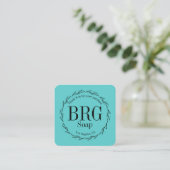 Turquoise Botanische Monogram Dank u aankoop Informatiekaartje (Staand voorkant)