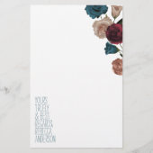 Turquoise, Bourgogne, Beige Rose papeterie personn (Devant)