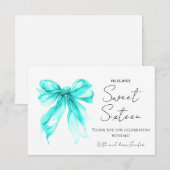 Turquoise Bow Coquette Script Merci Sweet 16 (Devant / Derrière)