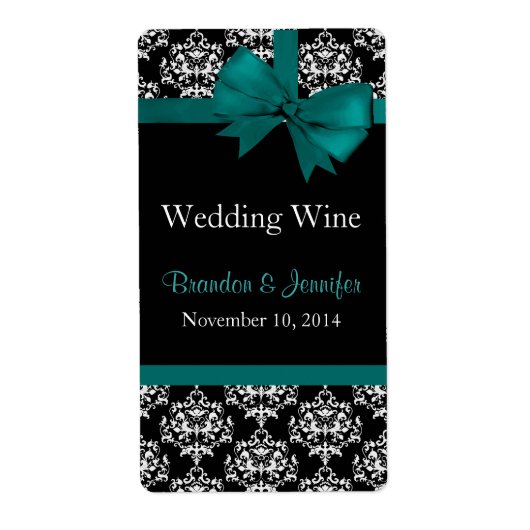 Turquoise Bow et Mariage damassé Mini Étiquettes d (Devant)