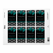Turquoise Bow et Mariage damassé Mini Étiquettes d (Feuille entière)