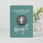 Turquoise Brazilië paspoort Bewaar de datum Save The Date (Staand voorkant)
