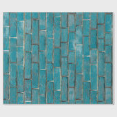 Turquoise Brick Wall Pattern Cadeaupapier (Vlak)