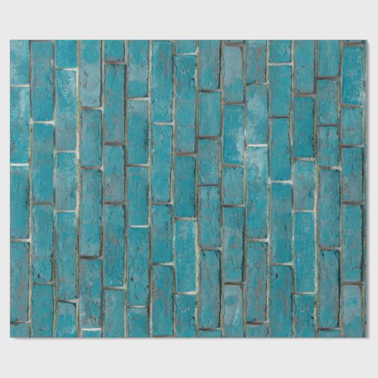 Turquoise Brick Wall Pattern Cadeaupapier (Vlak)