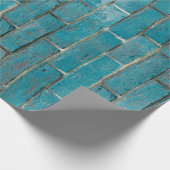 Turquoise Brick Wall Pattern Cadeaupapier (Hoek)