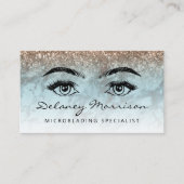 Turquoise Bronze Marble Eyes QR Code Microblading Visitekaartje (Voorkant)