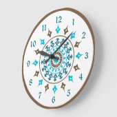   Turquoise Brown Genummerde wandklok Grote Klok (Hoek)