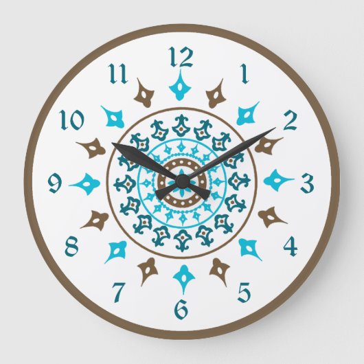   Turquoise Brown Genummerde wandklok Grote Klok (Voorkant)