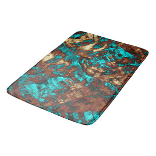 Turquoise Brown Modern Abstract vervormd patroon Badmat