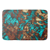 Turquoise Brown Modern Abstract vervormd patroon Badmat (Voorkant)