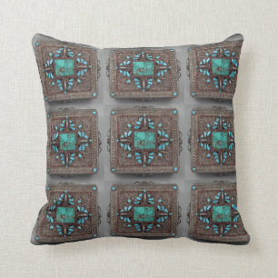 Turquoise & Brown Nepali Pillow Kussen