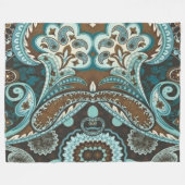 Turquoise Brown  Paisley 3 Fleece Deken (Voorkant (Horizontaal))