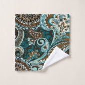 Turquoise Brown  Paisley New Bad Handdoek (Wasdoekje)