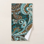 Turquoise Brown Vintage Paisley Nouveau (Serviette à main)