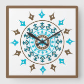   Turquoise Brown Wall klok (Voorkant)