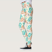 Turquoise & Brown Waterverf Leaf Pattern Leggings (Links)
