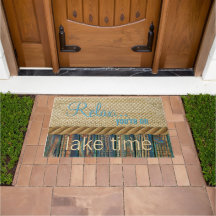 Turquoise Brown Wood look Faux Burlap Patroon