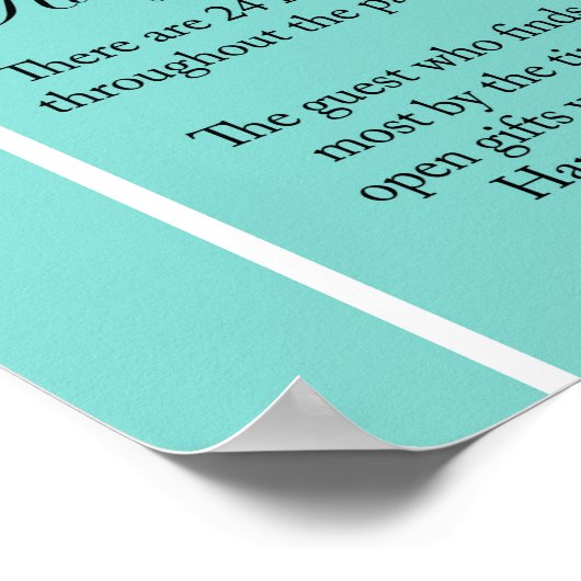 Turquoise Bruids Shower Game Teken Aqua Poster (Hoek)