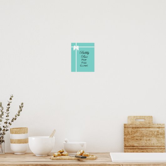 Turquoise Bruids Shower Spel Bord Aqua Poster (Keuken)