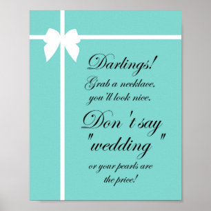 Turquoise Bruiloft Spel Bord Aqua Poster
