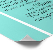 Turquoise Bruiloftsspelbord Aqua Poster (Hoek)