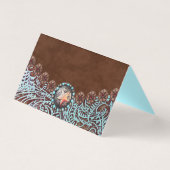 turquoise bruin land westerne bruiloft Place Card Visitekaartjes (Achterkant)