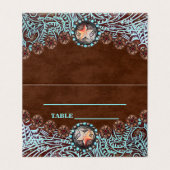 turquoise bruin land westerne bruiloft Place Card Visitekaartjes (Buitenkant ongevouwen)