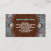 turquoise bruin land westerne bruiloft richting informatiekaartje (Achterkant)