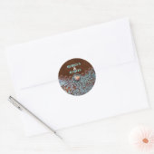 turquoise bruin leder land westerne bruiloft ronde sticker (Envelop)