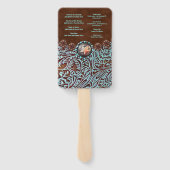 turquoise bruin western land bruiloft programma's handwaaier (Achterkant)