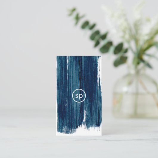 Turquoise brushstoke conception carte de visite mi (Debout devant)