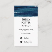 Turquoise brushstoke conception carte de visite mi (Dos)