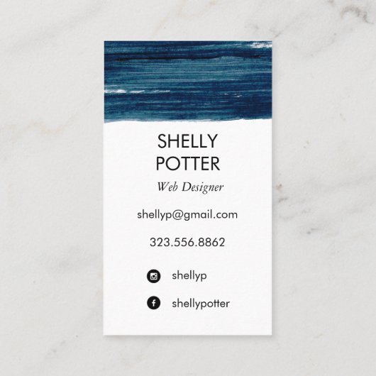 Turquoise brushstoke conception carte de visite mi (Dos)